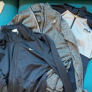 Three active wear zip-ups (all size medium)